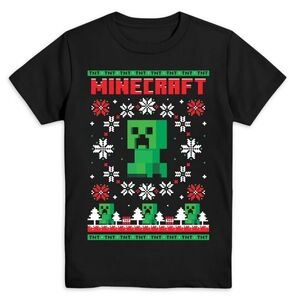 Minecraft creeper Christmas tree shirt size large like new black green red